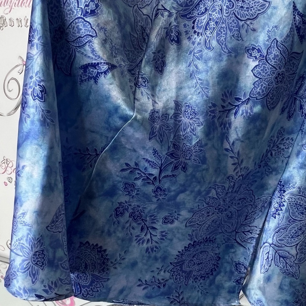 Versailles dress paisley Blue Floral Slip shiny shimmer boho Dress - Picture 5 of 7